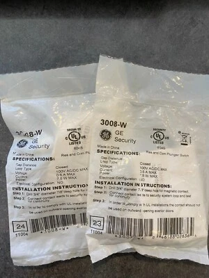 GE SECURITY 3008-W SHORTY ROLLER PLUNGER CONTACT, white. NEW. 2 pkgs. of 1 each