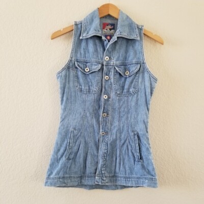 Vintage Best World Brand Denim Vest Jacket Size Small Made in Hong Kong