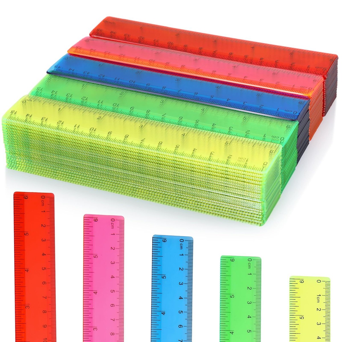 Metric Ruler 200 Pack Clear Plastic Rulers - 12 Inch & 30 Cm, 8 ...