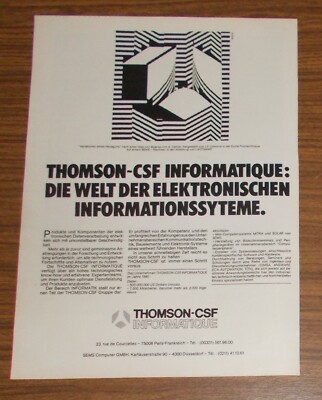 Seltene Werbung THOMSON-CSF INFORMATIQUE - SEMS MITRA & SOLAR Rechner 1980