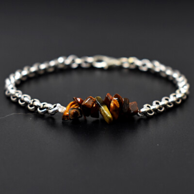 39 Cts Earth Mined 6 Inches Long Golden Tiger Eye Beaded Bracelet JK-53E292