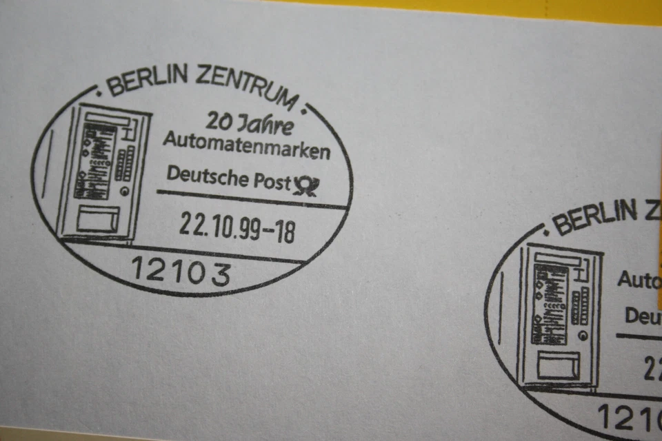 Sonder R-Zettel 20 Jahre Automatenmarke am 22.10.1999 Stempel Berlin Zent (5039) - Bild 3 von 4