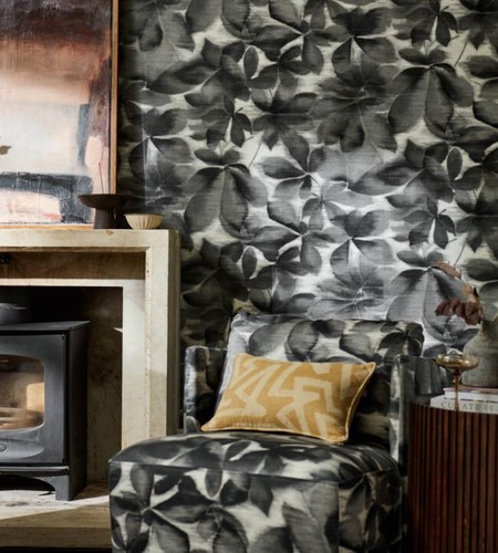 * Harlequin Grounded BlackEarth/Parchment Wallpaper HC4W113005 Leaves - Picture 3 of 5