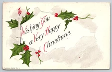 Postcard Christmas Wishes with Holly & Candle 29X