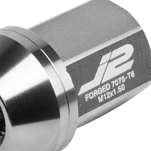 J2 ENGINEERING SILVER 20PCS M12X1.5 35MM 7075-T6 ALUMINUM LUG NUT SET W/ADAPTER - Picture 3 of 7