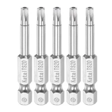 5pcs TS20 Magnetic Security Star 5Point Screwdriver Bit 1/4" Hex Shank 2" Length
