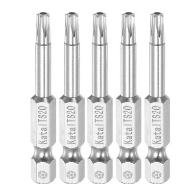 5pcs TS20 Magnetic Security Star 5Point Screwdriver Bit 1/4'' Hex Shank 2'' Length