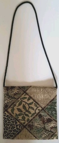 New Purse Tapestry fabric fringe Black Linda Ridgeland Handmade UNUSED Boho Vtg - Picture 3 of 8
