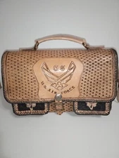 US Air Force Satchel/Brief Case Genuine Leather With Carry Handle & Shoulder...
