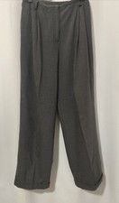 70s 80s Vintage High Waisted Wide Leg Cuffed Lined Pants Trousers SZ 10/12 Gray