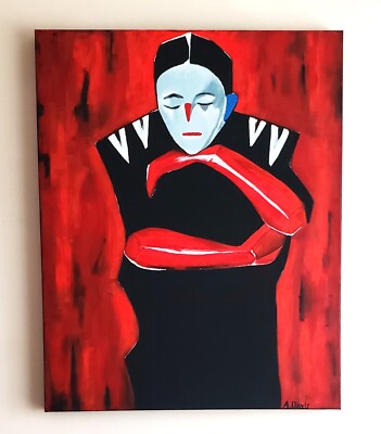 A.Z. Davis 30X24'' Acrylic Painting Portrait Modern Figurative Pop Expressionist