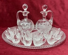 BACCARAT SAKE SET 12 SHOT GLASSES SERVICE CUP LIQUOR GLASS CRYSTAL GRAVE