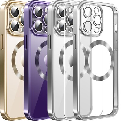For Apple iPhone 15 14 13 12 Pro Max Case Mag Safe Magnetic Camera Lens Cover