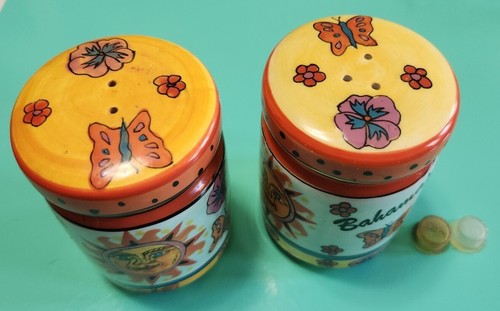 3,5 Zoll T x 2,5 Zoll Sonnenschmetterling Salz Pfeffer Shaker Set Bahama's Souvenirs Celestial