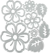 Silver Flower Metal Cutting Dies,8 Patterns 3D Flower Die Cuts Stencil Carbon St