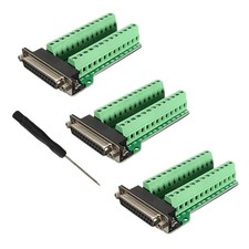 3 PCS DB25 Breakout Female Connector DSub 25 Pin Connector With Nut Tool