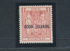 1943-54 COOK ISLANDS, Stanley Gibbons No. 134 - �1 Pink - Cook Islands Overprin
