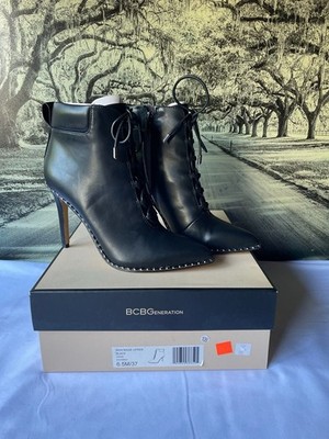 New BCBGeneration Hinna Black Lace Up Ankle Boots Size 6.5