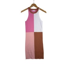 Pink Lily Colorblock Knit Bodycon Dress size Small Pink/Brown