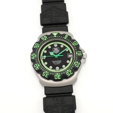 TAG Heuer Formula 1 375.513 Men's 35mm Black & Green Dial Mid Size F1 New Strap
