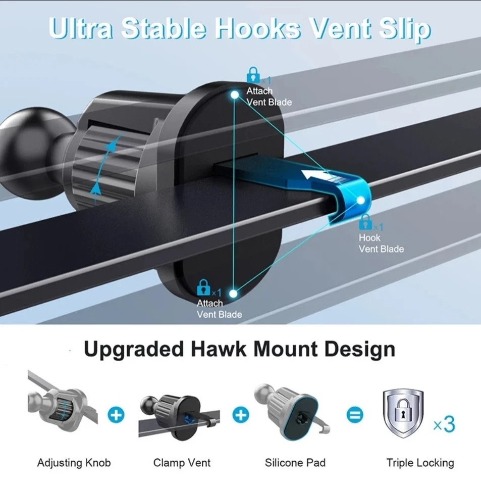 Air Vent Car Phone Holder Universal Car Mount for iPhone 17 16 Samsung Phone GPS - Image 4 of 4