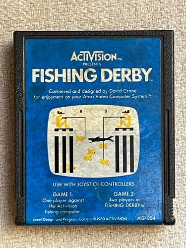 VINTAGE 1980 ACTIVISION ATARI FISHING DERBY VIDEO GAME CARTRIDGE TESTED & WORKS