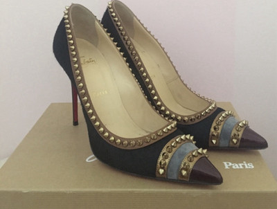 Christian Louboutin Black Pony Studded Spikes Pumps EU 39.5 US 9.5 3130970