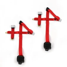 JP Wrangler 1987 - 1996 Airplane 3pt Red Retract Bucket Seat Belt Kit-2 Belts 