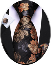 Flower Ties for Men Silk Woven Floral Tie Sets Necktie Handkerchief