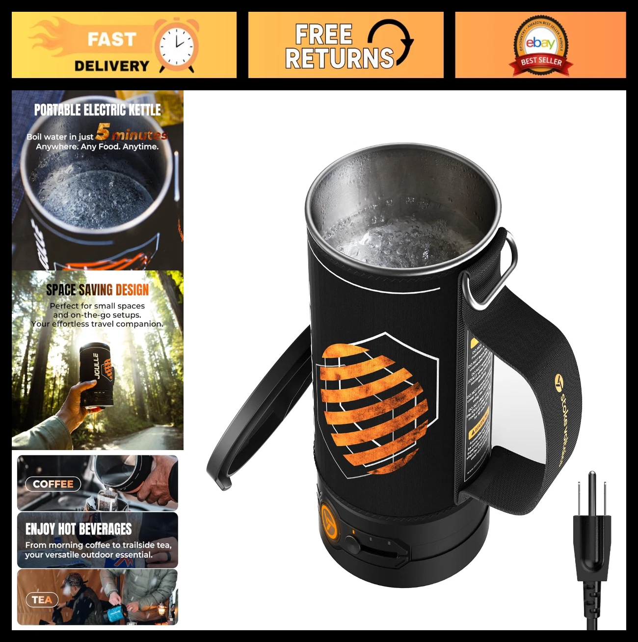 Portable Electric Kettle 120V - Fast Boiling 500W Stainless Steel Water Boiler f
Opens in a new wind