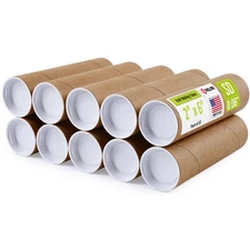 Reinforced Paper Tubes 2"x6" 10 Pack with Caps for Posters & Documents