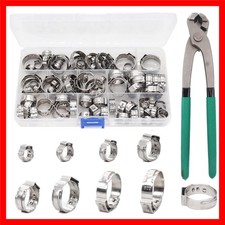 Single Ear Hose Clamps Oetiker 92Pcs 6.0mm-22.6mm Crimp Pipe Assortment Kit