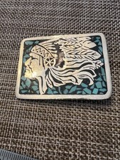 Vintage Indian Chief Inlay Belt Buckle