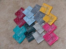 16 Vintage multi-color BANDANAS Paisley patterns Handkerchief 13 " X 13 "