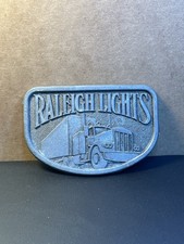 Vintage Raleigh Lights Belt Buckle Semi Truck Tobacco Advertising Promo
