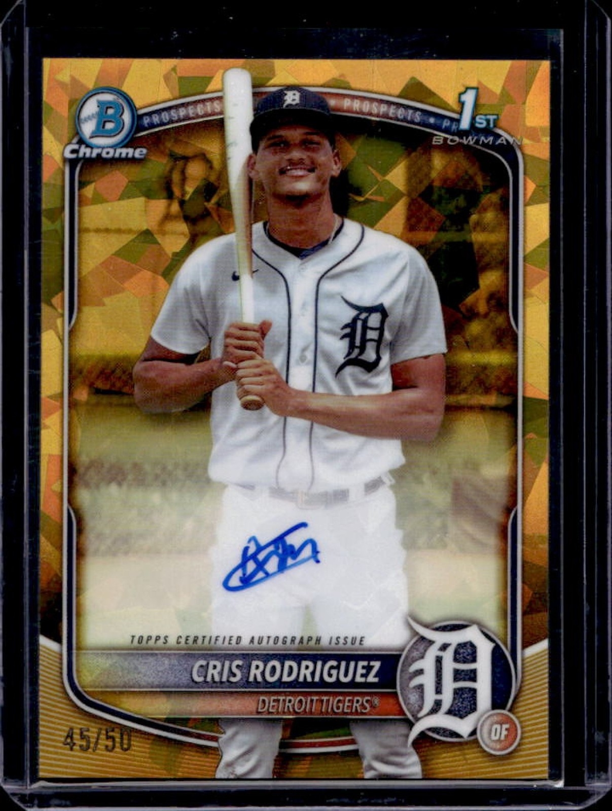 2025 Bowman Chrome Sapphire Cris Rodriguez Auto Gold Refractor 1st #/50 Tigers