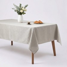 Silver Jacquard Wedding Tablecloth Marisol Polyester Dining Cover