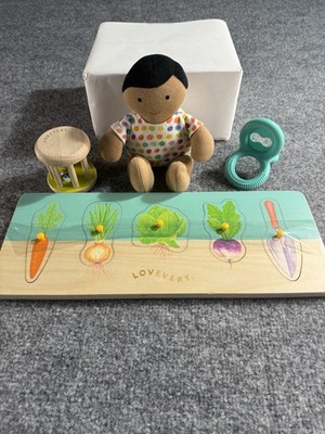 LOVEVERY Organic Cotton Baby Doll + Plush Toy Lot   Multicolor   Developmental