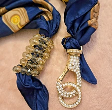 Scarf Jewelry Crystal Rings and Clasp Pave Rhinestone Clip