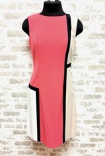 CALVIN KLEIN City Chic Color Block Shift Dress Sleeveless Size 2-Coral to White