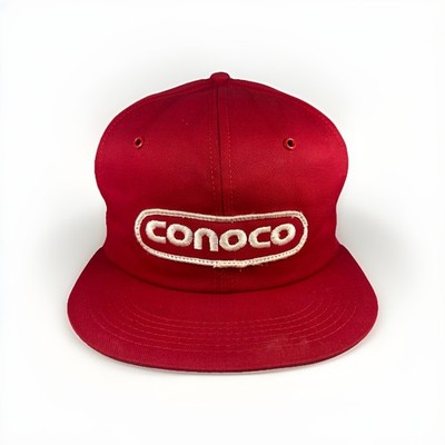 Vintage Conoco Hat 80s K-Brand Snapback Red Gas & Oil Cap MADE IN USA