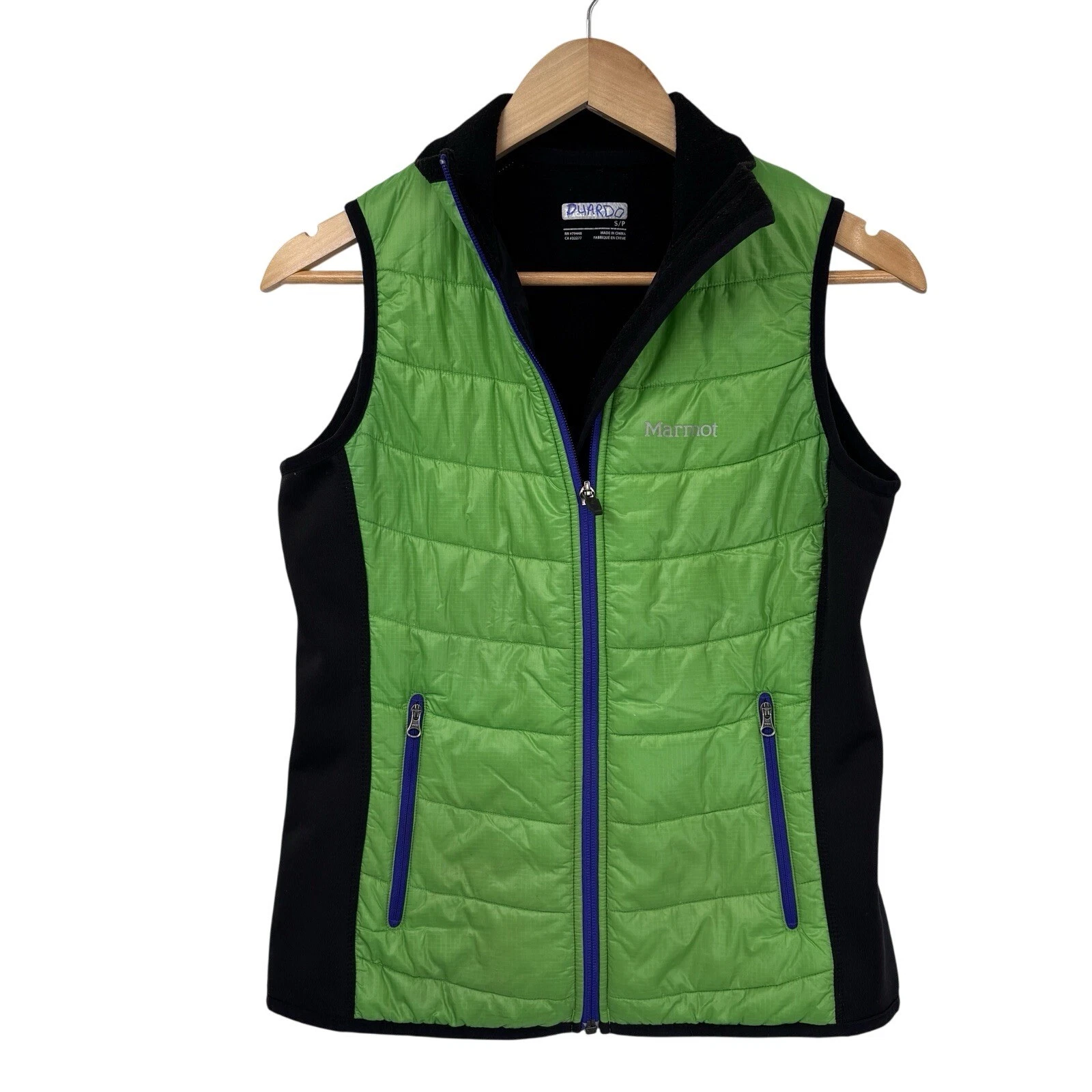 Marmot Running Hiking Vest Small Green Polartec Fleece Lined Pockets Gorpcoe
