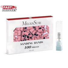 Melodysusie 100 Pcs Nail Drill Bits Sanding Bands for Nail Drill 180 Fine Grit N