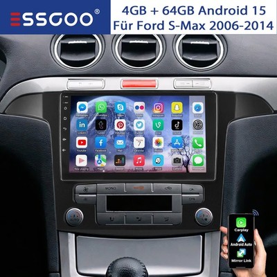 4+64G Für Ford S-Max S max 2007-2015 Android 15 CarPlay Autoradio GPS RDS BT SWC