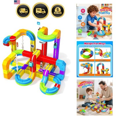 Circuit Train Électrique Flexible 3D – 69 Pièces – Défie La Gravité, Loopings, Montées – Voiture Motorisée Rechargeable USB – Cadeau 4-8 Ans