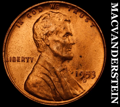 1953-D Lincoln Wheat Cent- Choice Gem Brilliant Uncirculated Luster #J2842