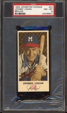 1954 Johnston Cookies Braves Baseball #23 Johnny Logan PSA 8
