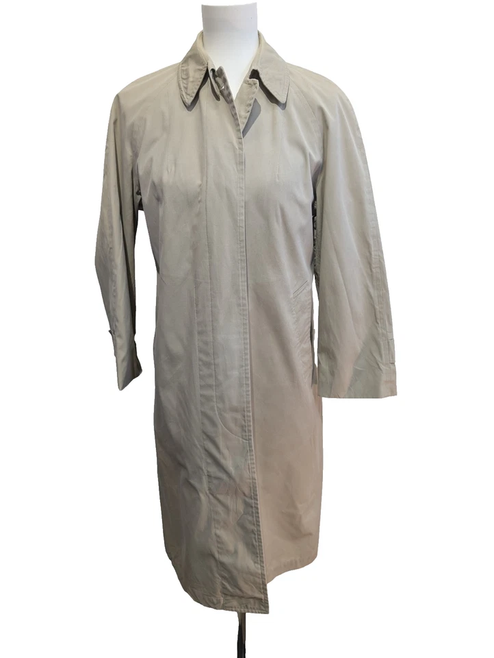 Trench-Coat Long London Fog Femme M Beige Crème Classique Imperméable - Photo 1/4