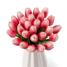 27PC Spring Artificial Tulips Flowers Real Touch Tulips for Valentines Day We...