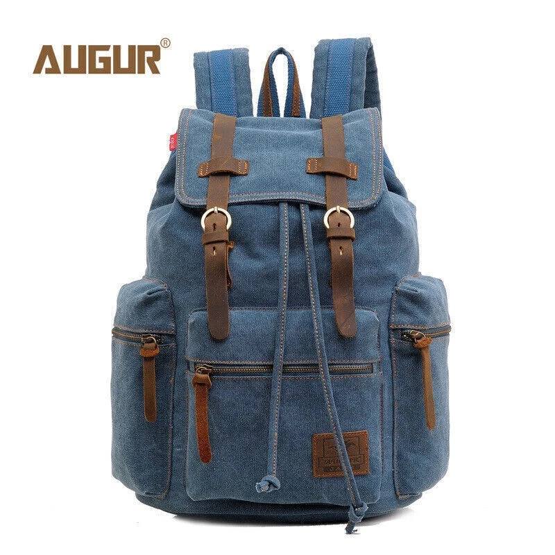 14inch Casual men vintage schoolbag travel Large capacity laptop canvas backpack - Bild 4 von 4